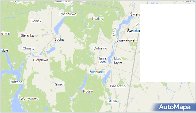 mapa Jania Góra gmina Świekatowo, Jania Góra gmina Świekatowo na mapie Targeo