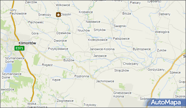 mapa Janowice gmina Samborzec, Janowice gmina Samborzec na mapie Targeo