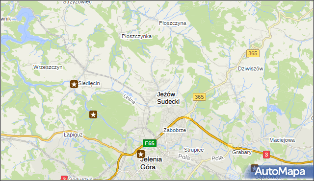 mapa Jeżów Sudecki, Jeżów Sudecki na mapie Targeo