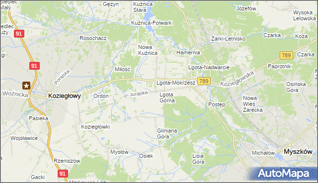 mapa Lgota Górna, Lgota Górna na mapie Targeo