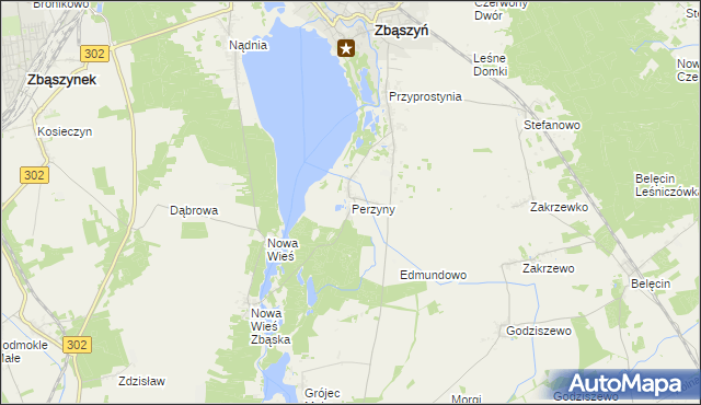 mapa Perzyny gmina Zbąszyń, Perzyny gmina Zbąszyń na mapie Targeo
