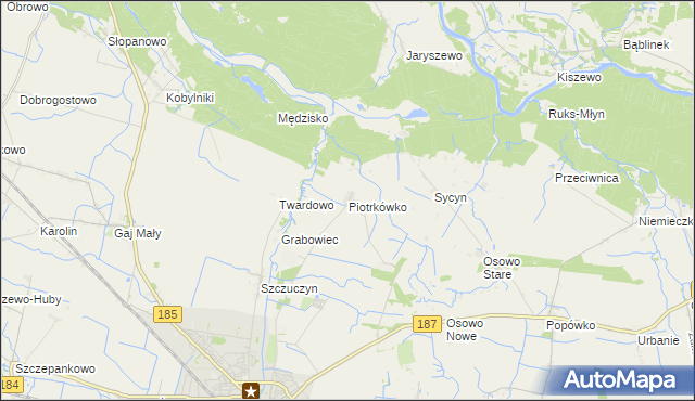 mapa Piotrkówko gmina Szamotuły, Piotrkówko gmina Szamotuły na mapie Targeo