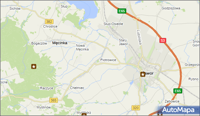 mapa Piotrowice gmina Męcinka, Piotrowice gmina Męcinka na mapie Targeo