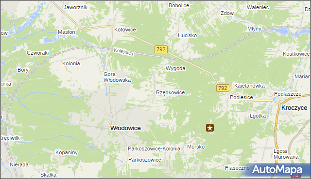 mapa Rzędkowice, Rzędkowice na mapie Targeo