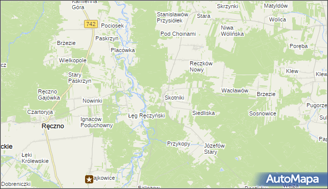 mapa Skotniki gmina Aleksandrów, Skotniki gmina Aleksandrów na mapie Targeo