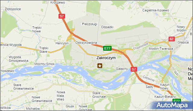 mapa Zakroczym, Zakroczym na mapie Targeo