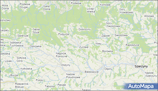 mapa Żurowa, Żurowa na mapie Targeo