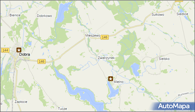 mapa Zwierzynek gmina Węgorzyno, Zwierzynek gmina Węgorzyno na mapie Targeo