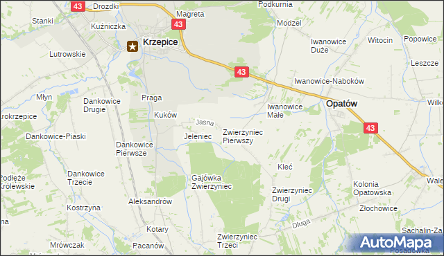 mapa Zwierzyniec Pierwszy, Zwierzyniec Pierwszy na mapie Targeo