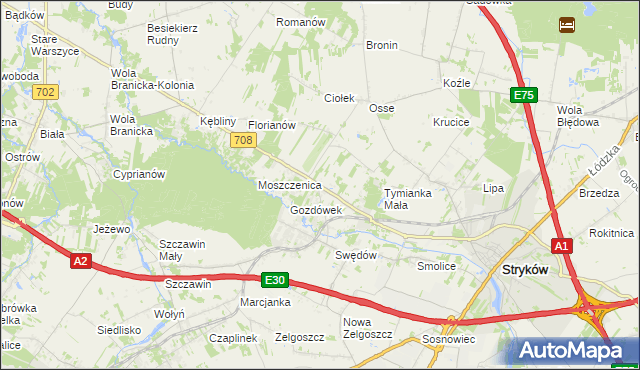 mapa Anielin Swędowski, Anielin Swędowski na mapie Targeo