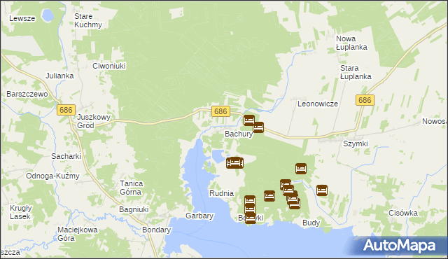 mapa Bachury, Bachury na mapie Targeo