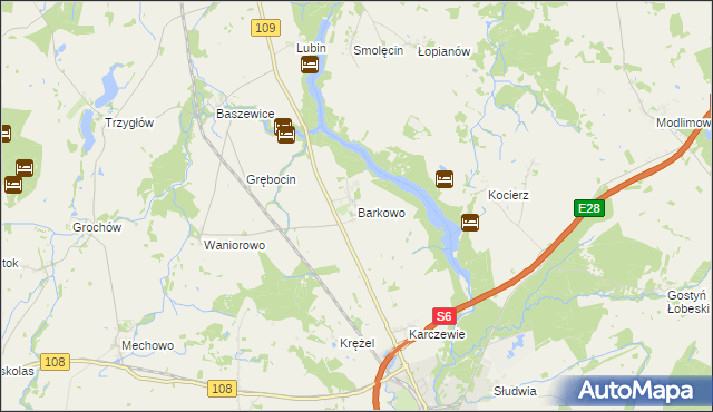mapa Barkowo gmina Gryfice, Barkowo gmina Gryfice na mapie Targeo
