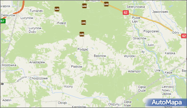 mapa Basinów gmina Zabrodzie, Basinów gmina Zabrodzie na mapie Targeo