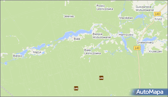 mapa Biała Leśniczówka gmina Wieleń, Biała Leśniczówka gmina Wieleń na mapie Targeo