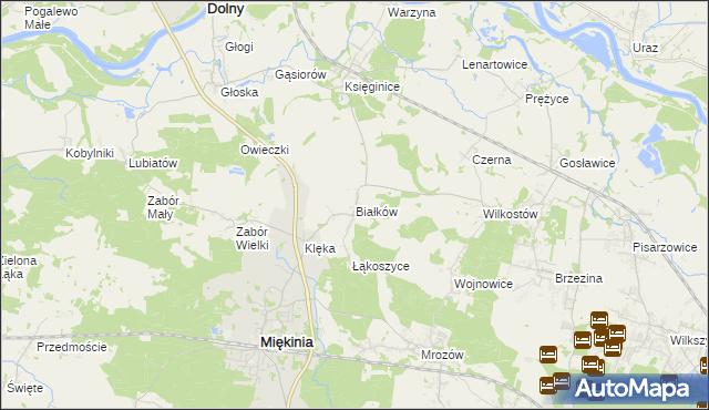 mapa Białków gmina Miękinia, Białków gmina Miękinia na mapie Targeo