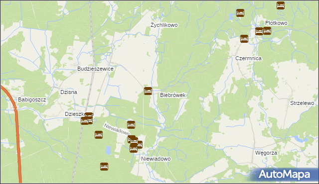 mapa Biebrówek, Biebrówek na mapie Targeo
