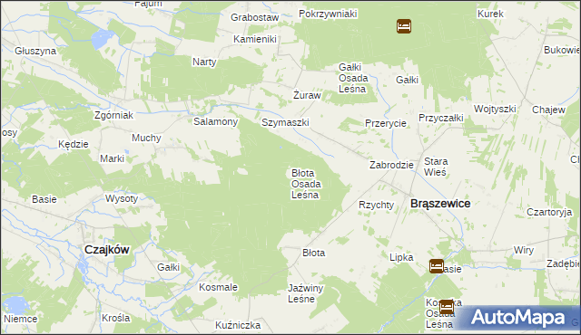 mapa Błota Osada Leśna, Błota Osada Leśna na mapie Targeo