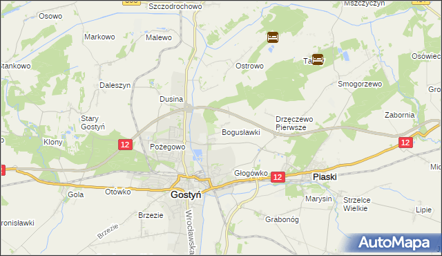 mapa Bogusławki gmina Gostyń, Bogusławki gmina Gostyń na mapie Targeo