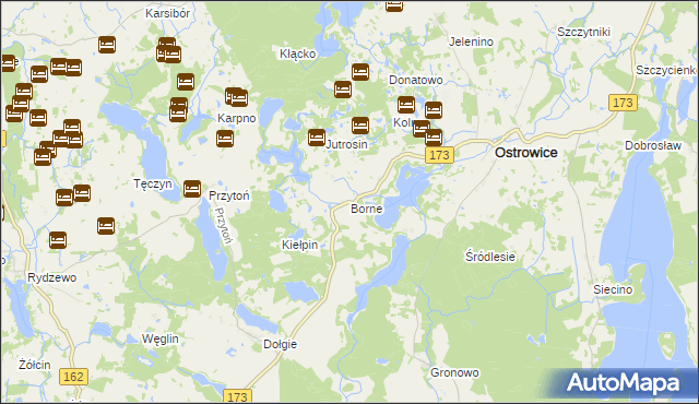 mapa Borne gmina Ostrowice, Borne gmina Ostrowice na mapie Targeo