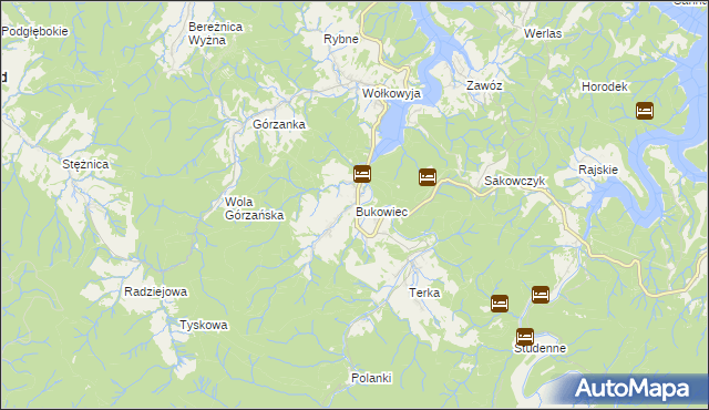 mapa Bukowiec gmina Solina, Bukowiec gmina Solina na mapie Targeo