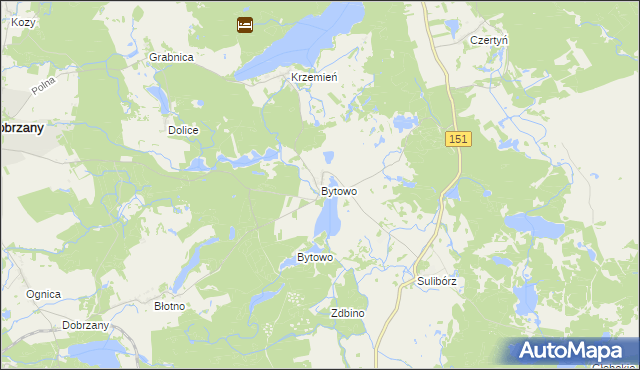 mapa Bytowo gmina Dobrzany, Bytowo gmina Dobrzany na mapie Targeo