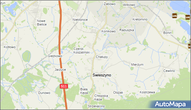 mapa Chałupy gmina Świeszyno, Chałupy gmina Świeszyno na mapie Targeo