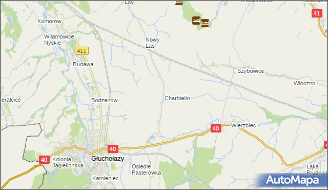 mapa Charbielin gmina Głuchołazy, Charbielin gmina Głuchołazy na mapie Targeo