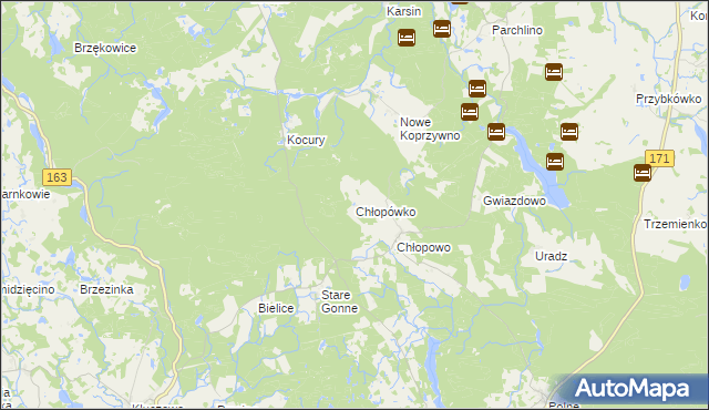 mapa Chłopówko gmina Barwice, Chłopówko gmina Barwice na mapie Targeo
