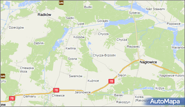 mapa Chycza-Brzóstki, Chycza-Brzóstki na mapie Targeo
