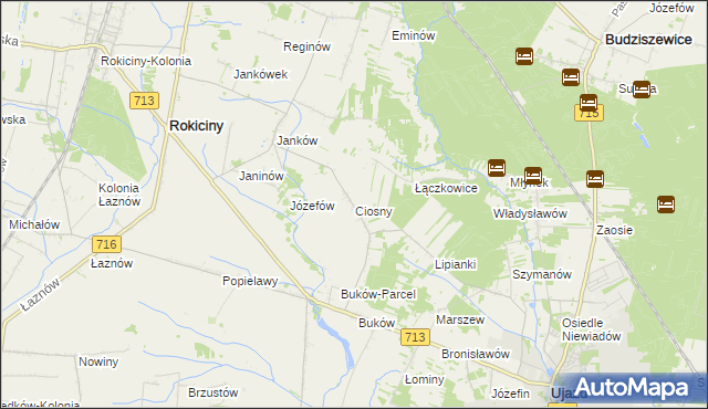 mapa Ciosny gmina Ujazd, Ciosny gmina Ujazd na mapie Targeo