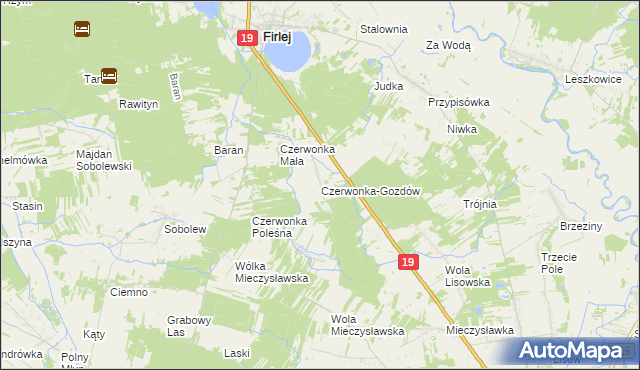 mapa Czerwonka-Gozdów, Czerwonka-Gozdów na mapie Targeo