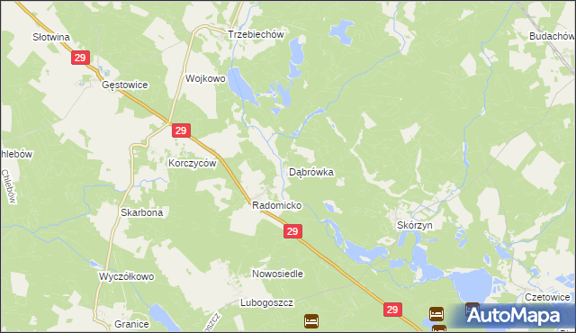 mapa Dąbrówka gmina Maszewo, Dąbrówka gmina Maszewo na mapie Targeo