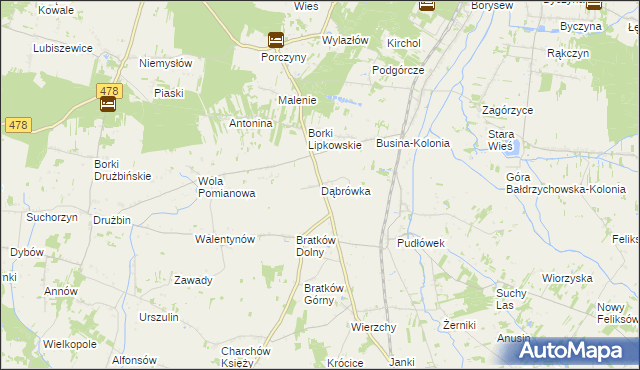 mapa Dąbrówka gmina Zadzim, Dąbrówka gmina Zadzim na mapie Targeo