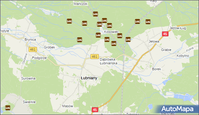 mapa Dąbrówka Łubniańska, Dąbrówka Łubniańska na mapie Targeo