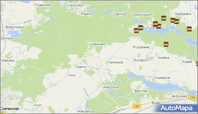 mapa Dębogóra gmina Czerwonak, Dębogóra gmina Czerwonak na mapie Targeo