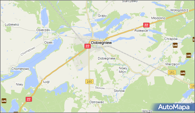 mapa Dobiegniew powiat strzelecko-drezdenecki, Dobiegniew powiat strzelecko-drezdenecki na mapie Targeo