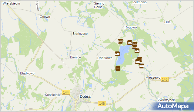 mapa Dobrkowo, Dobrkowo na mapie Targeo