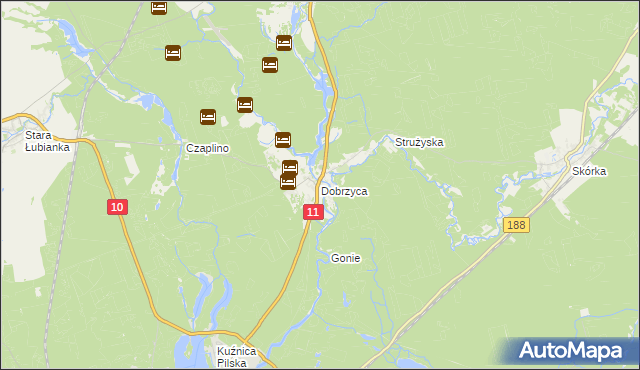 mapa Dobrzyca gmina Szydłowo, Dobrzyca gmina Szydłowo na mapie Targeo