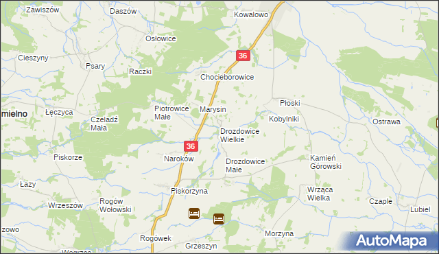 mapa Drozdowice Wielkie, Drozdowice Wielkie na mapie Targeo