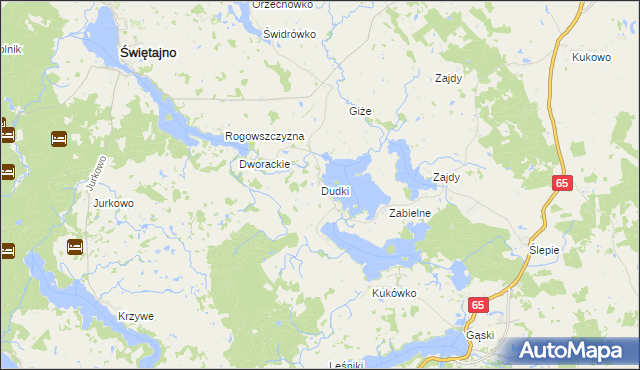 mapa Dudki gmina Świętajno, Dudki gmina Świętajno na mapie Targeo