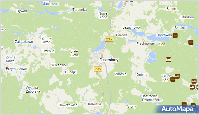 mapa Dziemiany, Dziemiany na mapie Targeo