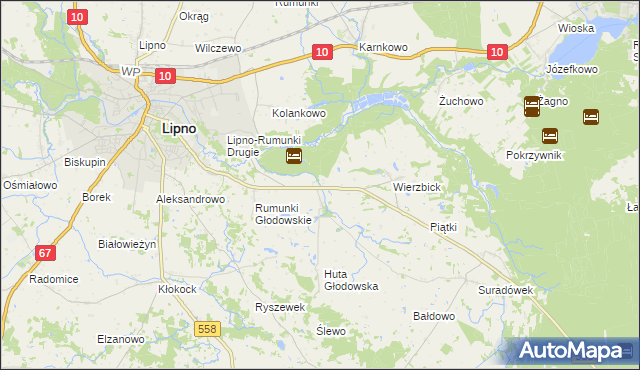mapa Głodowo gmina Lipno, Głodowo gmina Lipno na mapie Targeo