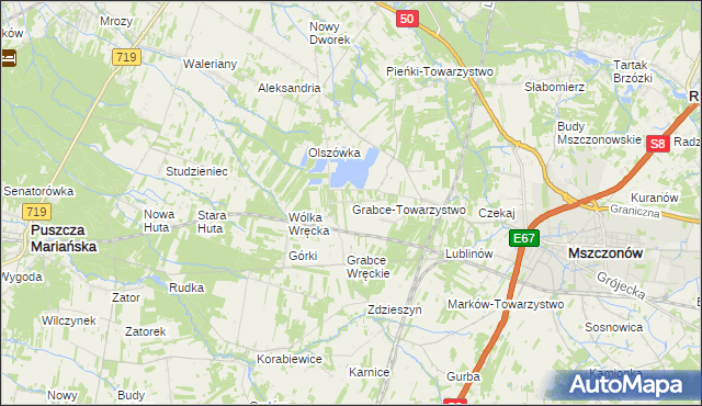 mapa Grabce-Towarzystwo, Grabce-Towarzystwo na mapie Targeo