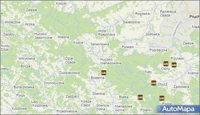 mapa Hucisko Nienadowskie, Hucisko Nienadowskie na mapie Targeo