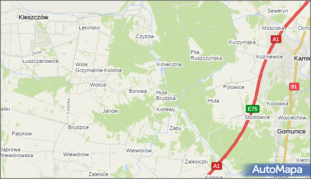 mapa Huta Brudzka, Huta Brudzka na mapie Targeo