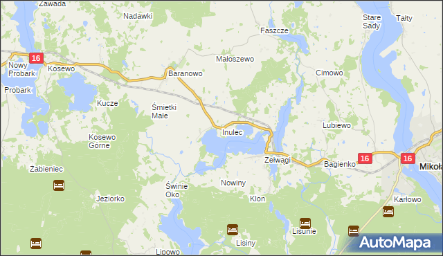 mapa Inulec, Inulec na mapie Targeo