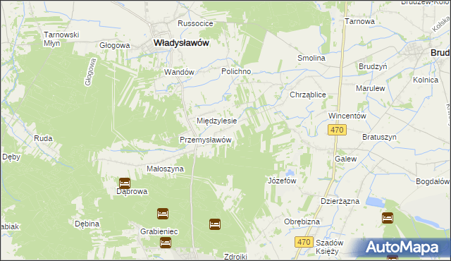 mapa Izabelin gmina Brudzew, Izabelin gmina Brudzew na mapie Targeo