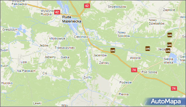 mapa Jacentów, Jacentów na mapie Targeo