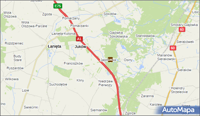 mapa Jastrzębia gmina Gostynin, Jastrzębia gmina Gostynin na mapie Targeo