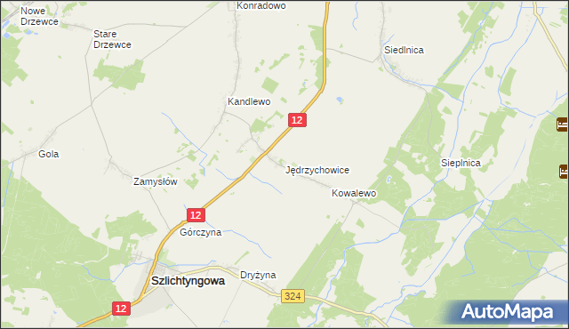 mapa Jędrzychowice gmina Szlichtyngowa, Jędrzychowice gmina Szlichtyngowa na mapie Targeo